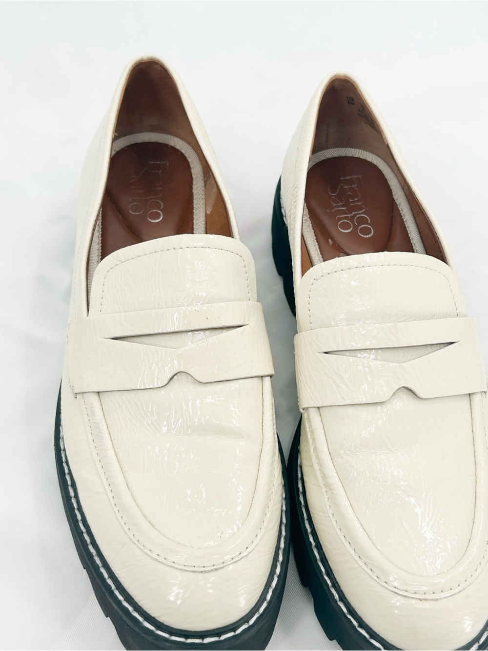 Franco Sarto Balin Chunky Loafers Cream Putty White 8 - Picture 2 of 10